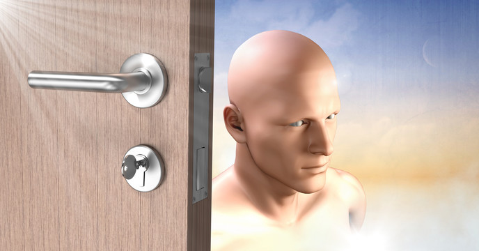 门锁和人像的合成图像