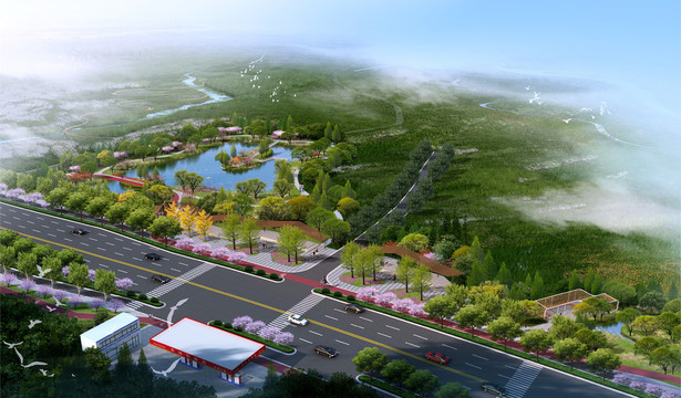 加油站公園效果圖