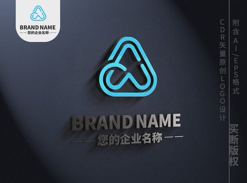 三角字母Alogo線條標(biāo)志設(shè)計(jì)