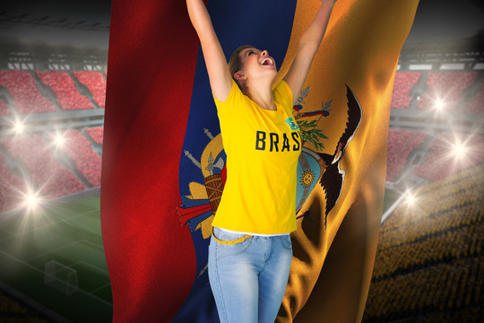 巴西球迷举着厄瓜多尔国旗