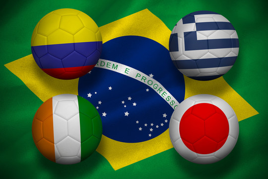C组世界杯巴西国旗足球