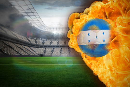 洪都拉斯国旗足球与足球场交火