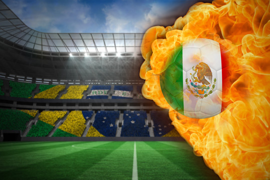墨西哥国旗足球与足球场交火