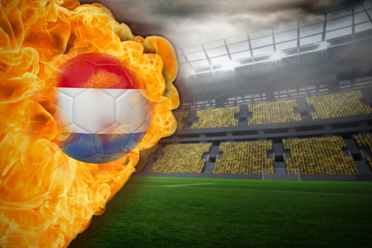 荷兰国旗足球与足球场交火