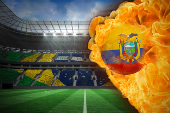 厄瓜多尔国旗足球与足球场交火