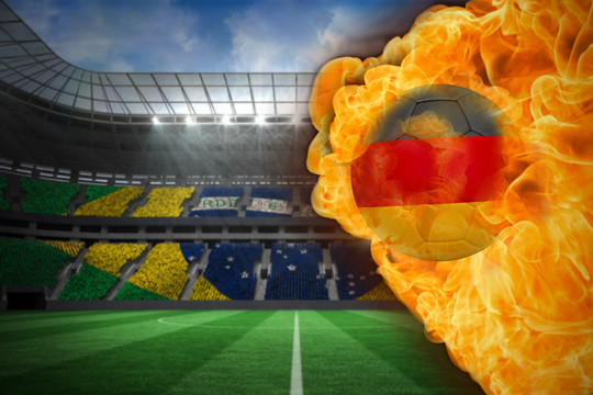德国国旗足球与球迷足球场交火