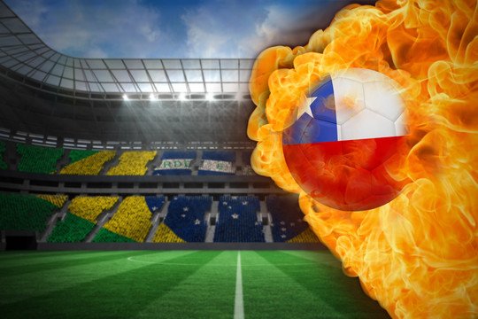 智利国旗足球与足球场交火