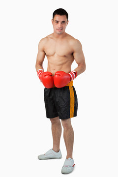 年轻男性拳击手