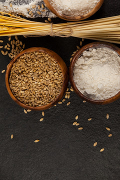 小麦籽粒和面粉