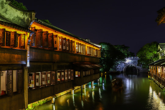 乌镇西栅古镇夜景