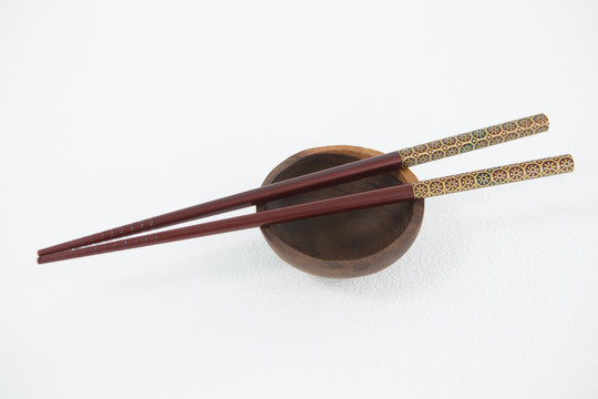 一双竹筷的特写
