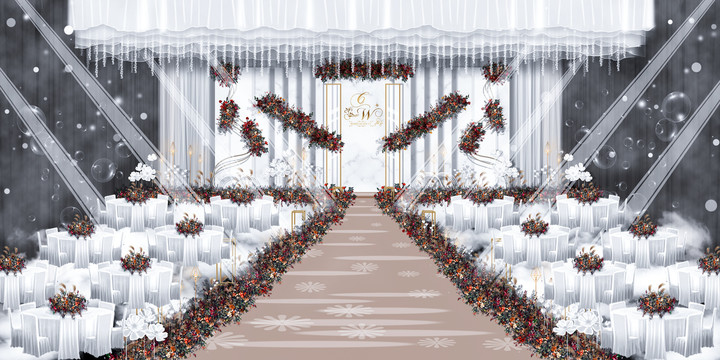白色复古婚礼仪式区