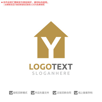 Y字母房屋標志logo