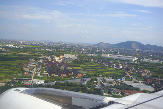 航拍杭州萧山区城市风光