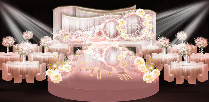粉金色婚礼效果图
