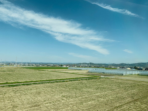 蓝天下的田间公路新农村