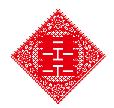 結(jié)婚喜字剪紙門貼