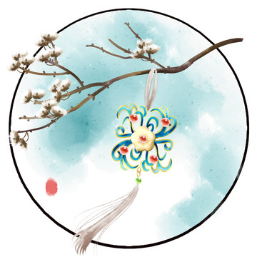 水彩風(fēng)格中國(guó)古代配飾插畫(huà)