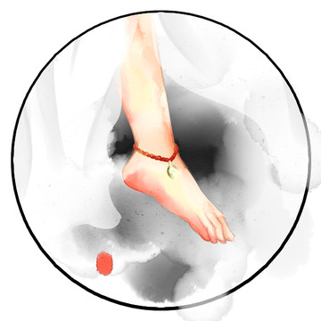 水彩風格腳部插畫