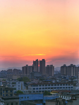 江西上饶玉山县夕阳风光