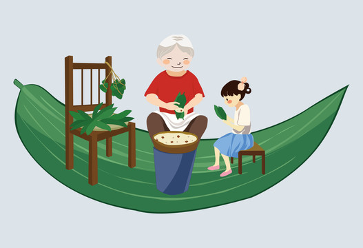 包粽子插畫(huà)
