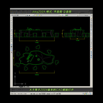 根雕茶桌CAD平面图立面图