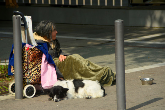 德国法兰克福街头的乞丐
