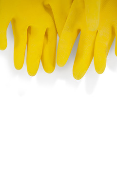 白底黄橡胶手套