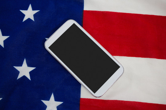 美国国旗上的手机