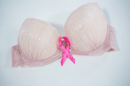 粉色乳腺癌意识丝带特写