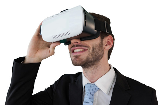 商人拿着虚拟现实眼镜