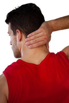 运动员颈部疼痛后视图