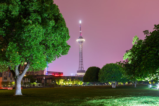 江苏常州武进电视塔夜景