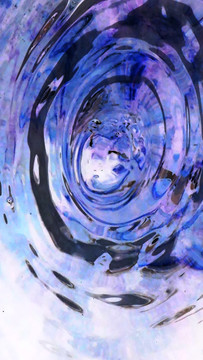 藍色水墨裝飾畫