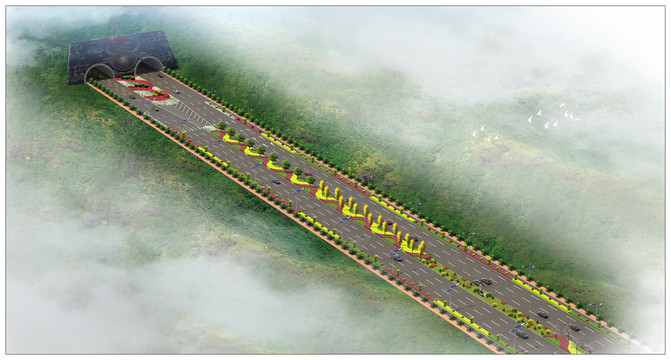 道路景觀設(shè)計鳥瞰圖