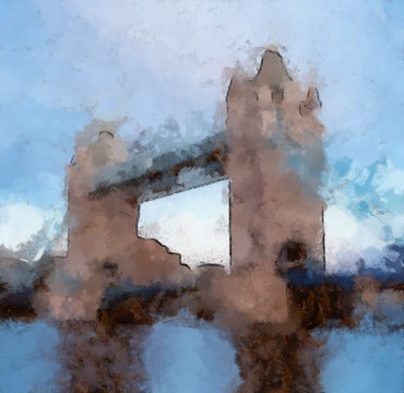 伦敦塔桥抽象油画