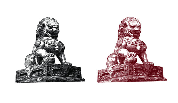 中國元素石獅