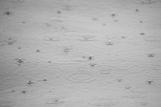 下雨天湖面河面水滴