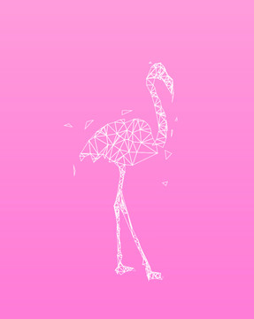 線條多邊形抽象火烈鳥圖案