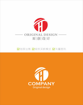 TH字母logo设计