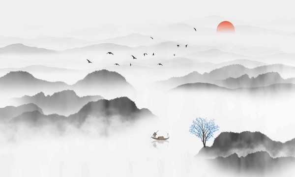 黑白水墨裝飾畫