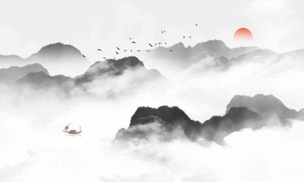 云霧意境山水裝飾畫