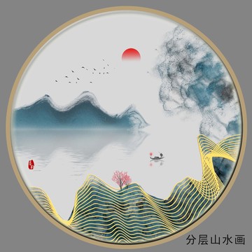 禅境水墨线条挂画