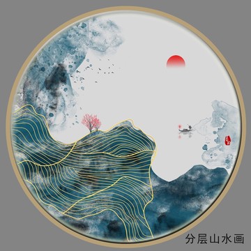 线条山装饰画