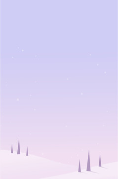 山上的小樹雪景插畫