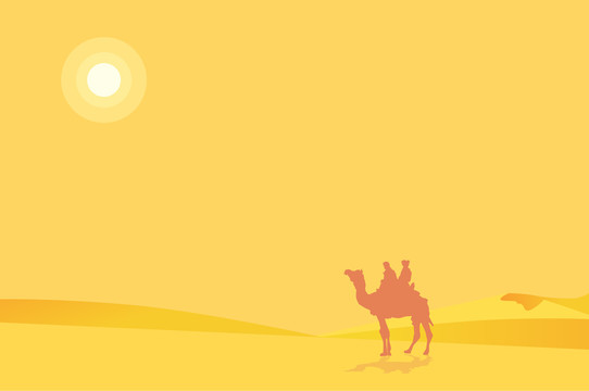 旅行沙漠骆驼风格插画