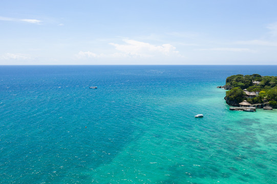 蓝色长滩岛夏日碧海蓝天航拍