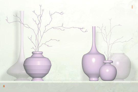 瓷砖装饰画花纸紫色系列之瓷器