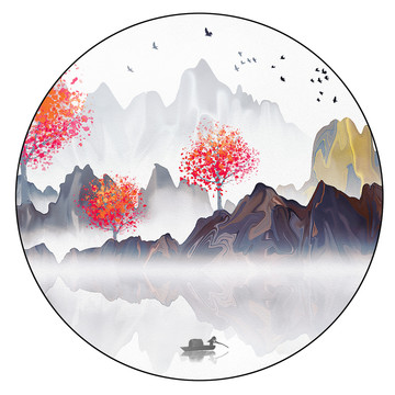 新中式意境山水水墨畫