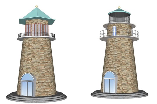 灯塔含模型平面图CAD和效果